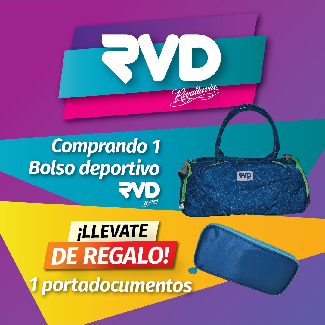 ComboClickNowJulio_01 1 Bolso RVD Millenials azul/verde + 1 cartuchera RVD Elemental Chata azul DE REGALO - Imagen 1